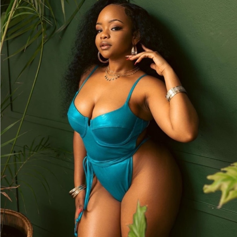 💎 NWT IVY PARK Blue metallic one piece swimsuit 💎